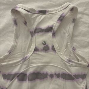 lululemon athletica White Racerback Tank with Purple and Gray Tie-Dye
